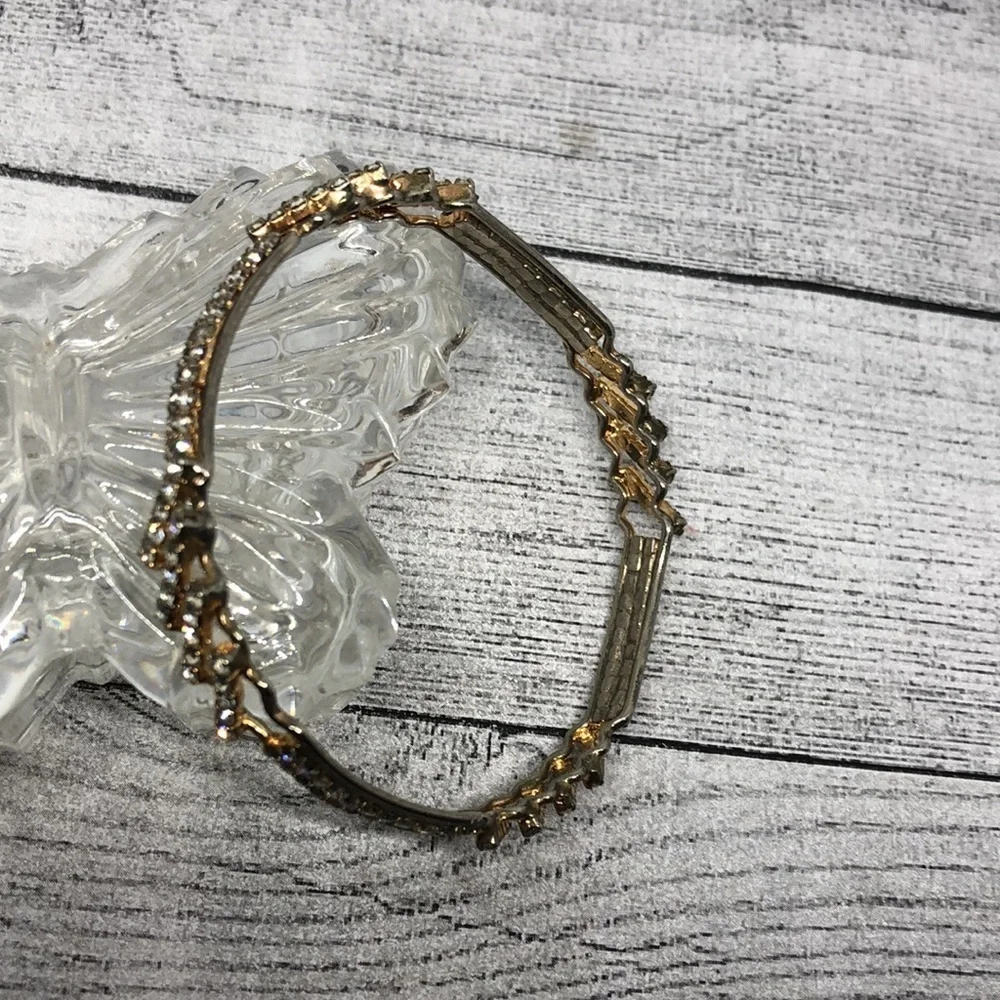 Vintage mixed metal gold/silver tone glam bangle bracelet small wrist